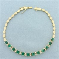 Natural Emerald and Diamond Bracelet in 18k Yellow