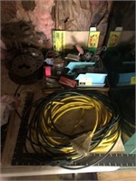 Lot of shop items, extension cords and square