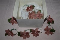 (9) Handcrafted Pink Flower Napkin Rings