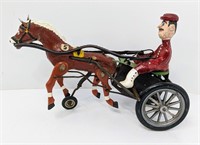 Metal Windup Jockey, Horse & Cart Toy German