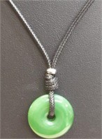 20.5" black necklace with green pendant
