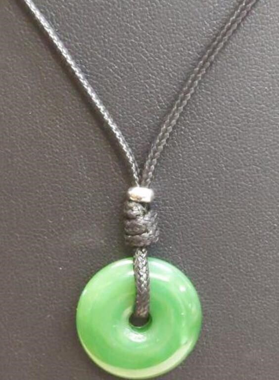 20.5" black necklace with green pendant
