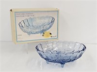 BLUE OVAL CENTER FRUIT BOWL - INDIANA GLASS