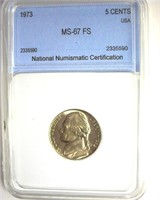 1973 Nickel MS67 FS LISTS $2750