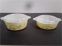 Two Pyrex Lidded Casserole Dishes
