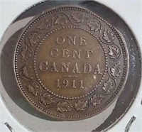 1911 Canada Cent VF20 Clipped Planchet King