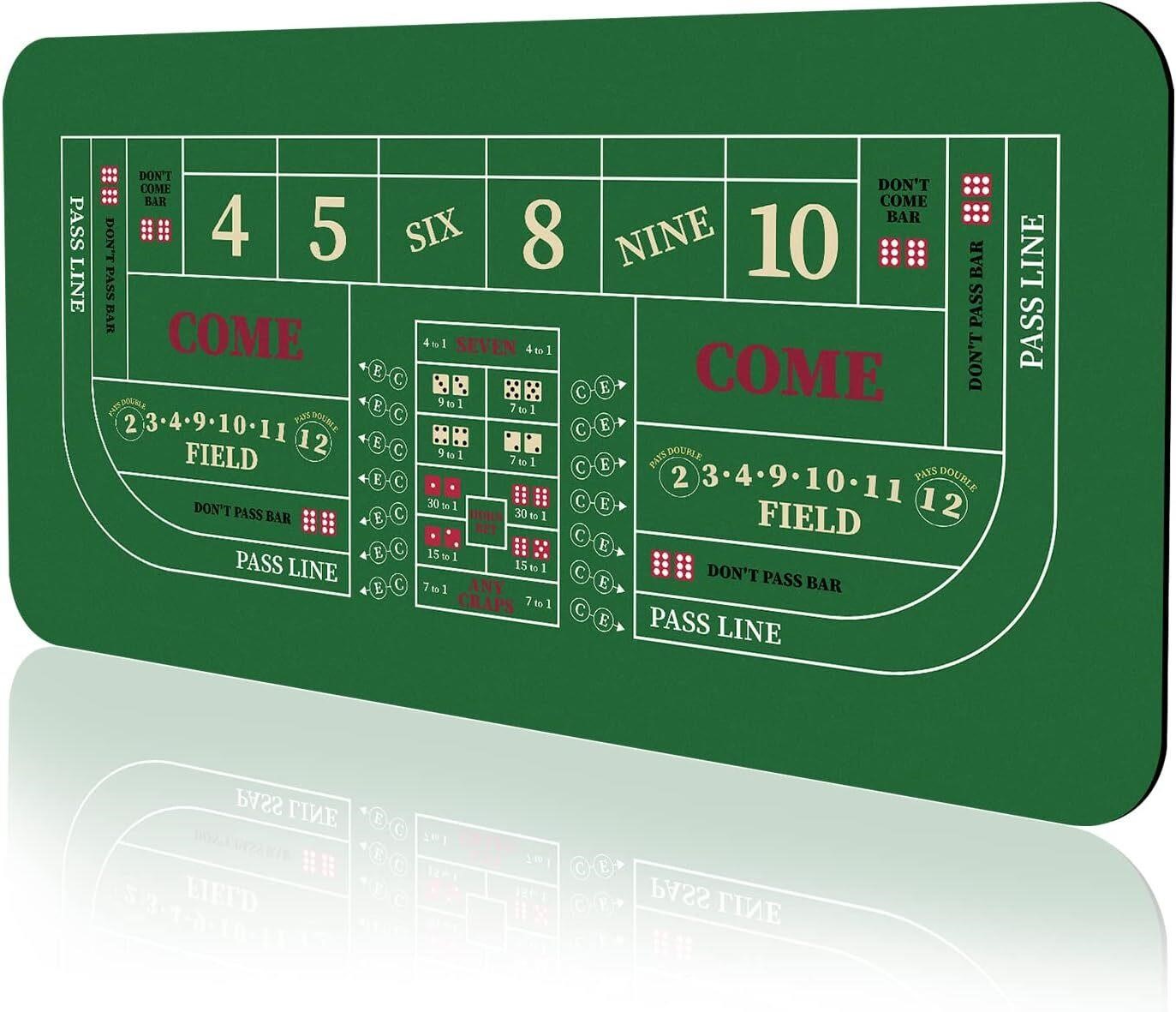 70x35 Casino Craps Tabletop Mat - Green