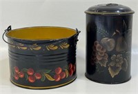 PRETTY HAND PAINTED TOLEWARE TINS INCL SIGNED