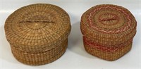 TWO DESIRABLE HAND MADE SWEET GRASS BASKETS W