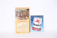 Vintage1944 Mobiloil Calendar, Metal Advertisement