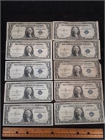 (10) 1935 C & D $1 Silver Certificates