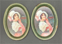 2 RARE FRENCH COCA COLA 'BETTY GIRL" TRAYS