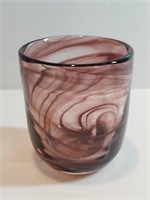 Hand Blown Red Brown Swirl Tumbler. Heavy Walled