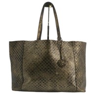 Bottega Veneta Gold & Black Intrecciato Tote Bag