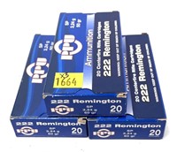 x3- Boxes of .222 REM 50-grain SP PPU cartridges,