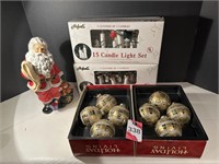 Plastic Santa Figurine, Bulbs & Candle Light Sets