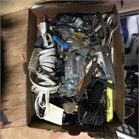 BOX OF STEEL PARTS AND CONNECTORS+ MISC STUFF