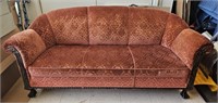 Antique Victorian Maroon Velvet Couch- 71" Long
