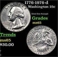 1776-1976-d Washington Quarter 25c Grades GEM Unc