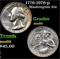 1776-1976-p Washington Quarter 25c Grades GEM+ Unc