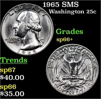 1965 SMS Washington Quarter 25c Grades sp66+