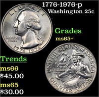 1776-1976-p Washington Quarter 25c Grades GEM+ Unc