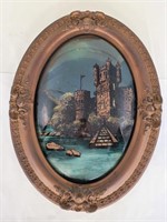 Reverse Painted Glass "On The Danube"