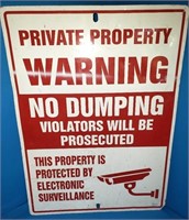 Tin sign No Dumping 24" x  18"