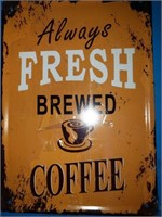 Tin sign Fresh Coffee 11" x  8"