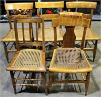 5 Tiger Oak Dining Chairs 17"Lx16"Dx35"H