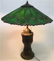 Antique Leaded Glass Table Lamp.