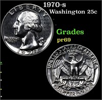 Proof 1970-s Washington Quarter 25c Grades GEM++ P