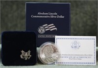 ABRAHAM PROOF SILVER DOLLAR W BOX PAPERS
