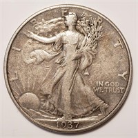 1937 Walking Liberty Half Dollar VF+/XF