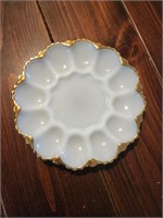 Vintage Deviled Egg Plate White Milk Glass