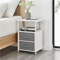 B3771  White 2-Drawer NightstandUSB