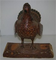 Hand carved wood ruffed grouse statue. Measures