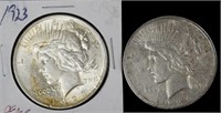 1923 & 1926 Peace Silver Dollars