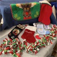 Christmas Garland, Stockings, Toilet Rug