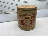 VICTOR BRAND STURGIS PRETZELS TIN