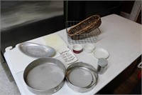 Cutting board, basket, sifting pan