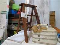 SMALL WOOD LADDER, SMALL SUITCASE