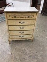 French provential style 5 drawer chest of
