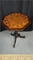 Antique Pedestal Marquetry Game Table
