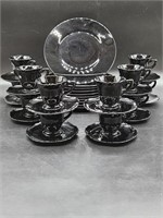 (35) Vintage Black Amethyst Glass Dishes: