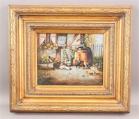 Canadian Framed Oil on Canvas Roosters