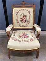 Antique Needlepoint Arm Chair