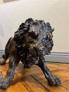 Bronze Figure of a Fighting Lion (60 cm W x 25 cm