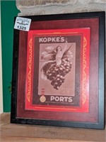 Kopke's ports sign framed sign