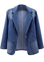 $70(L)Women Spring Autumn Denim Suit Jacket